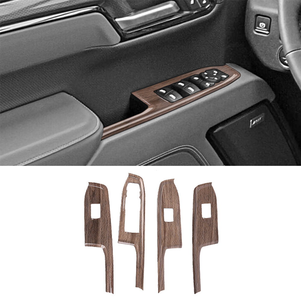 Wood Grain Window Lift Switch Panel Trim For Chevy Silverado GMC-SIERRA 22+ ABS