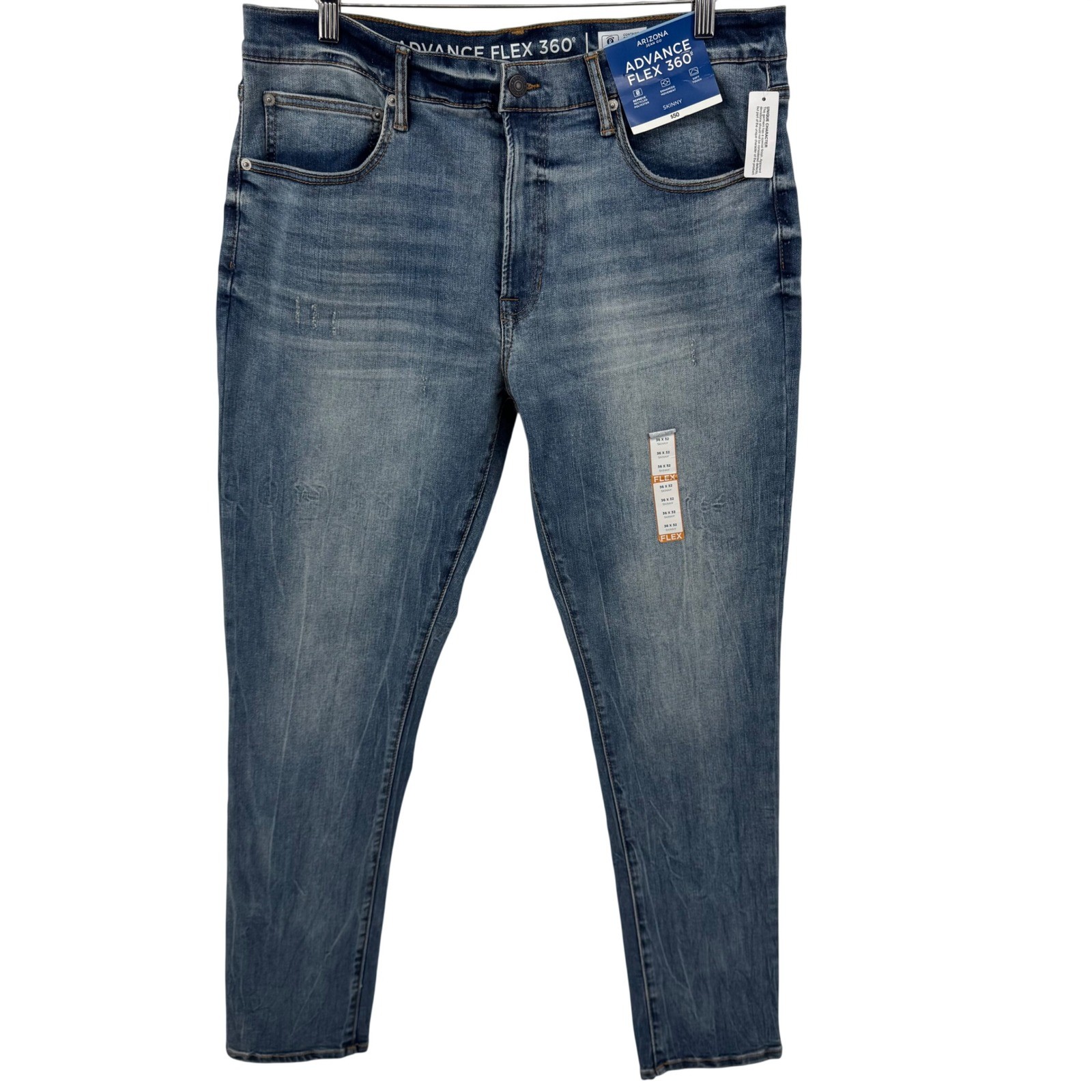 Arizona Jean Co Skinny Jeans Mens 36x32 Blue Advance Flex 360 Stretch Denim