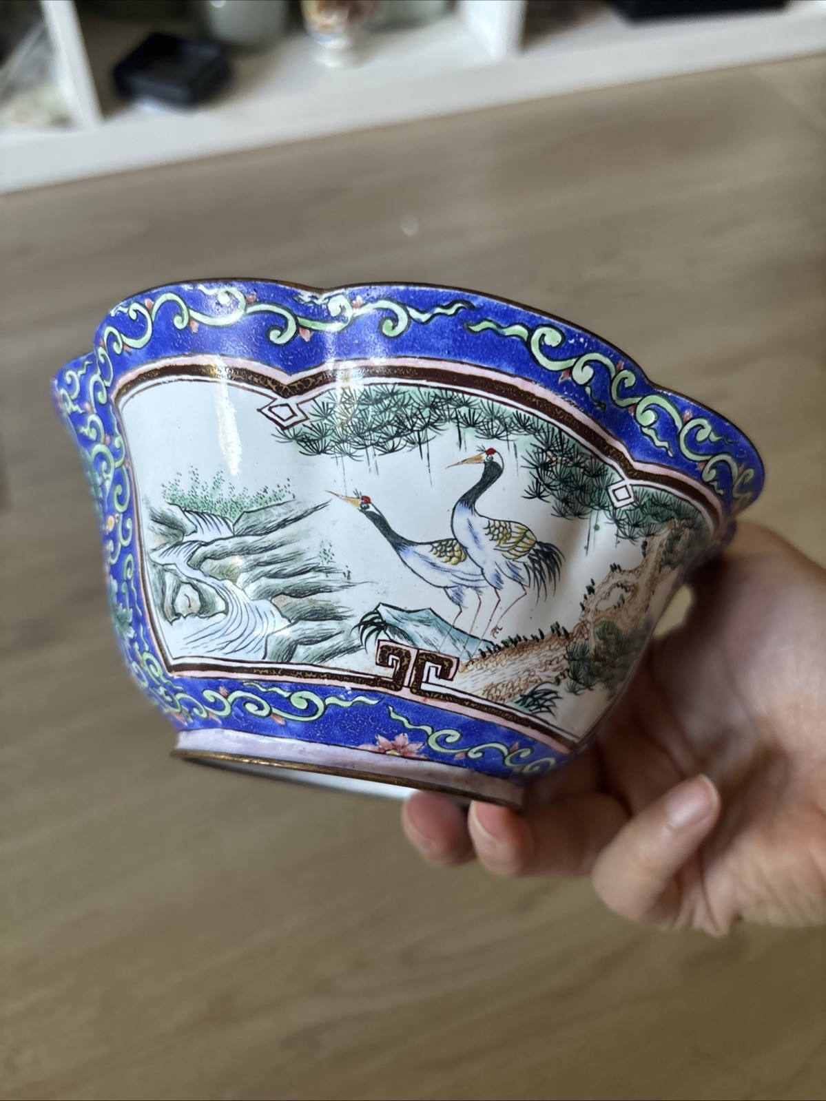 vintage Chinese enamel on copper bowl vintage Chinese enamel on copper bowl