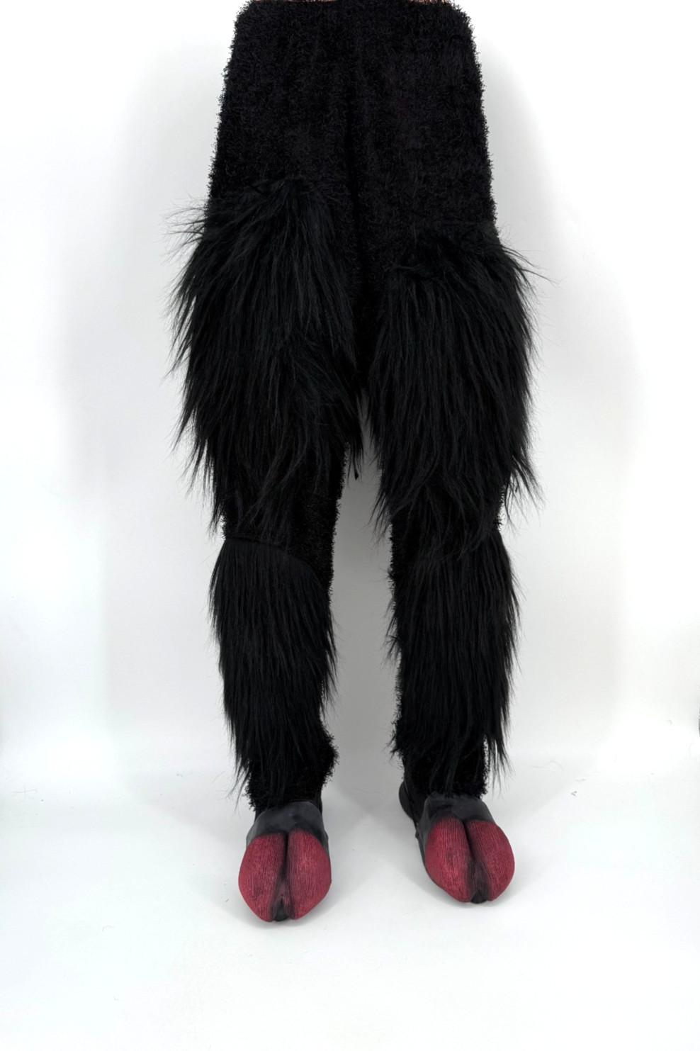 Black Furry Legs & Red Hooves Hoofs Devil Demon Adult Halloween Costume Black Furry Legs & Red Hooves Hoofs Devil Demon Adult Halloween Costume