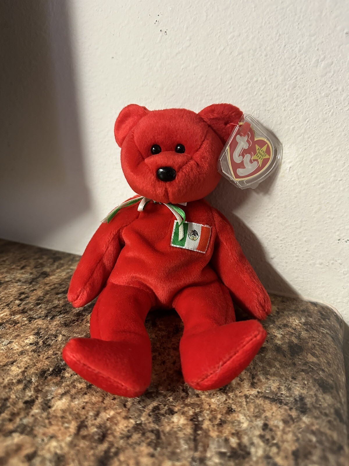 Rare Retired Original 1999 TY Beanie Baby Osito Mexico Bear w/Errors