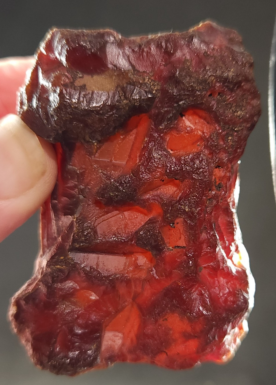 Gorgeous + Large Deep Red Carnelian with Calcite Casts from Warren, New Jersey