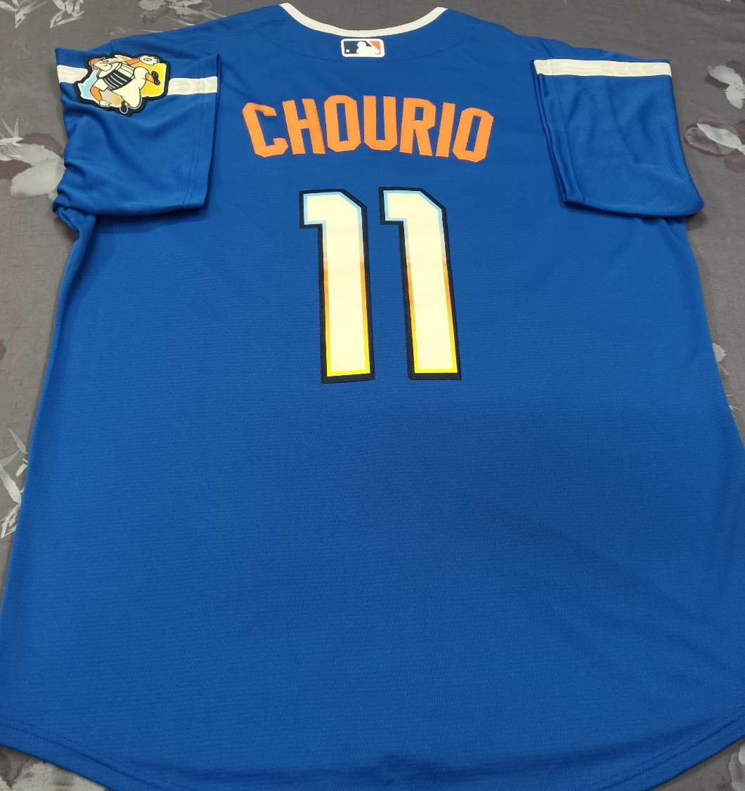 Jackson Chourio #11 MIL Brewers City Connect Blue Cool Base Sewn Stitched Jersey