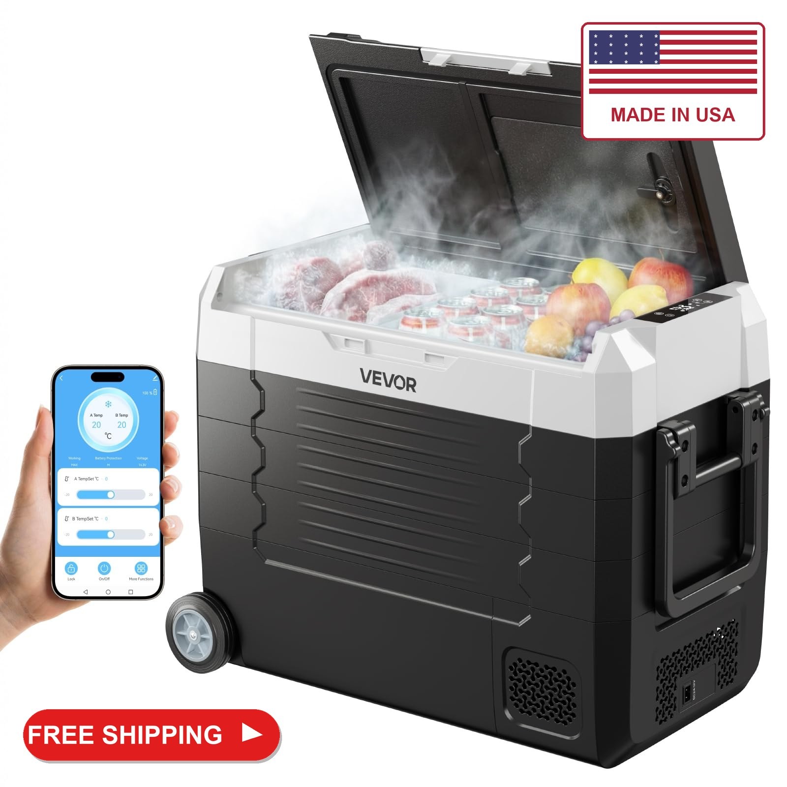 VEVOR Car Refrigerator, DC 12/24V AC100-240V Compressor Electric Cooler, -4°F to VEVOR Car Refrigerator, DC 12/24V AC100-240V Compressor Electric Cooler, -4°F to