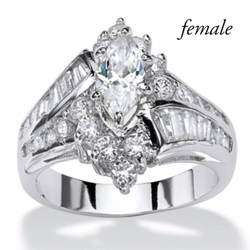Fashion Gold Plated Rings for Women Cubic Zirconia Wedding Jewelry Size 6-12