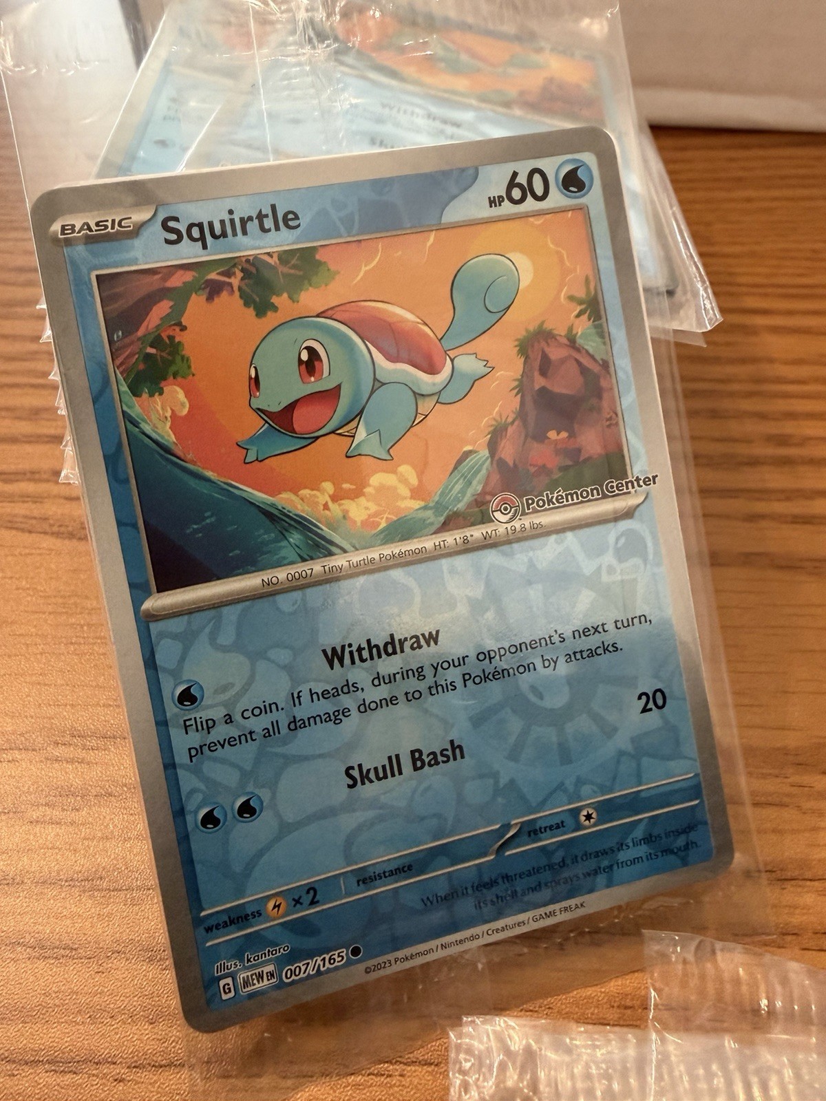 2023 Pokemon 151 Squirtle Pokemon Center Exclusive Reverse Holo 007/165 (Sealed)