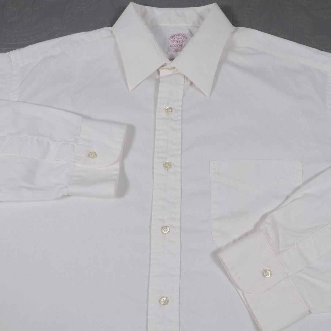 VTG Brooks Brothers Makers Dress Shirt Mens 17.5 36/37 White Classic Cotton USA