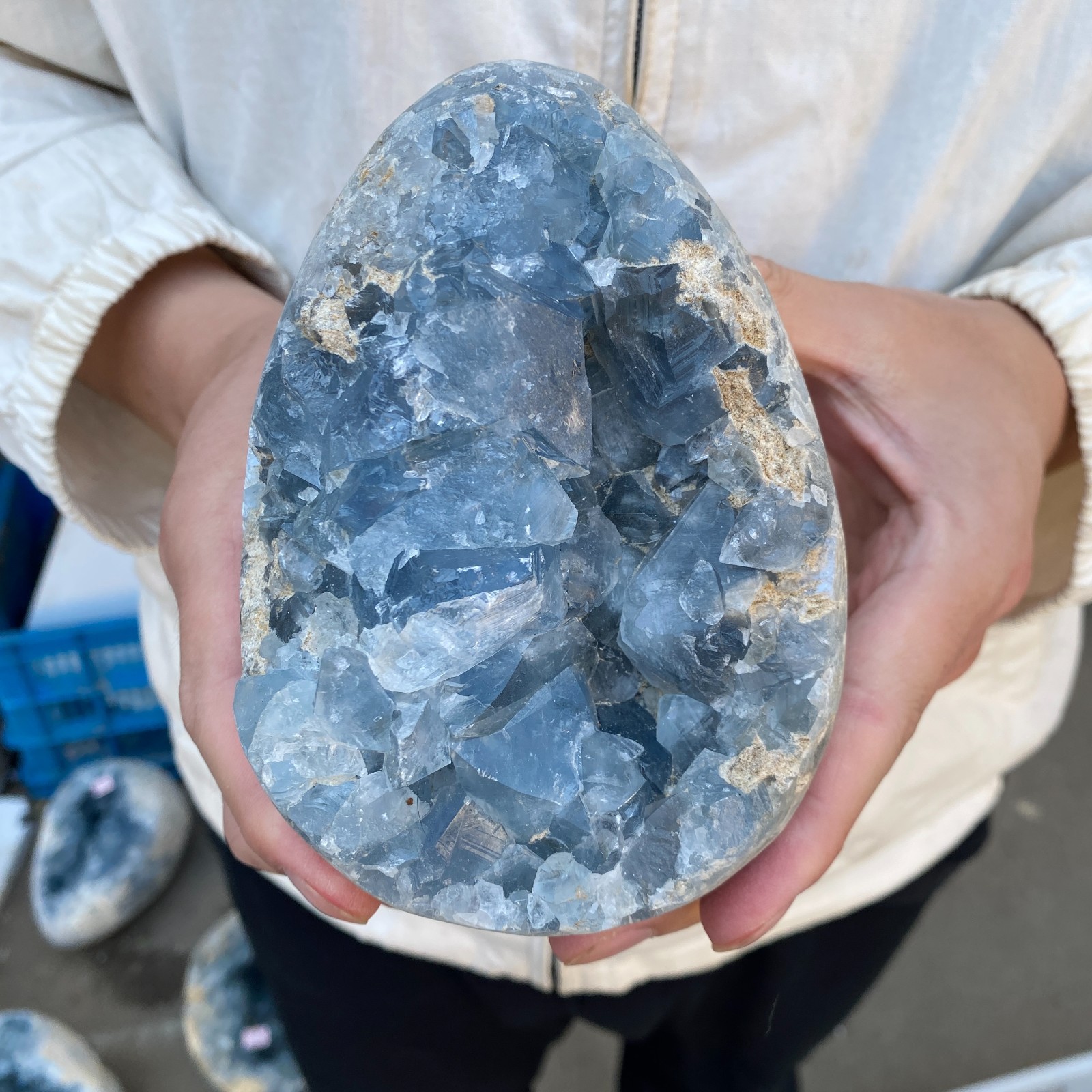 4.5lb Natural Blue Celestite Geode Quartz Crystal Mineral Specimen Healing