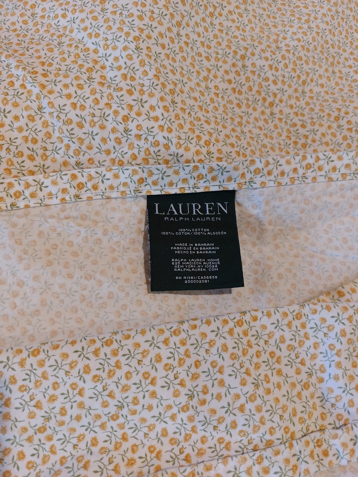 Ralph Lauren Queen Fitted and Queen Flat Sheet Yellow flower print