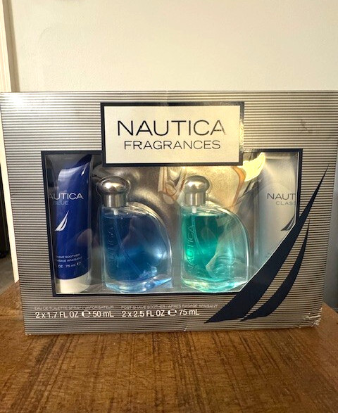 Men\'s Nautica 4 Piece Cologne Set NEW Blue & Classic Eau de Toilettes 1.7 oz. Men\'s Nautica 4 Piece Cologne Set NEW Blue & Classic Eau de Toilettes 1.7 oz.