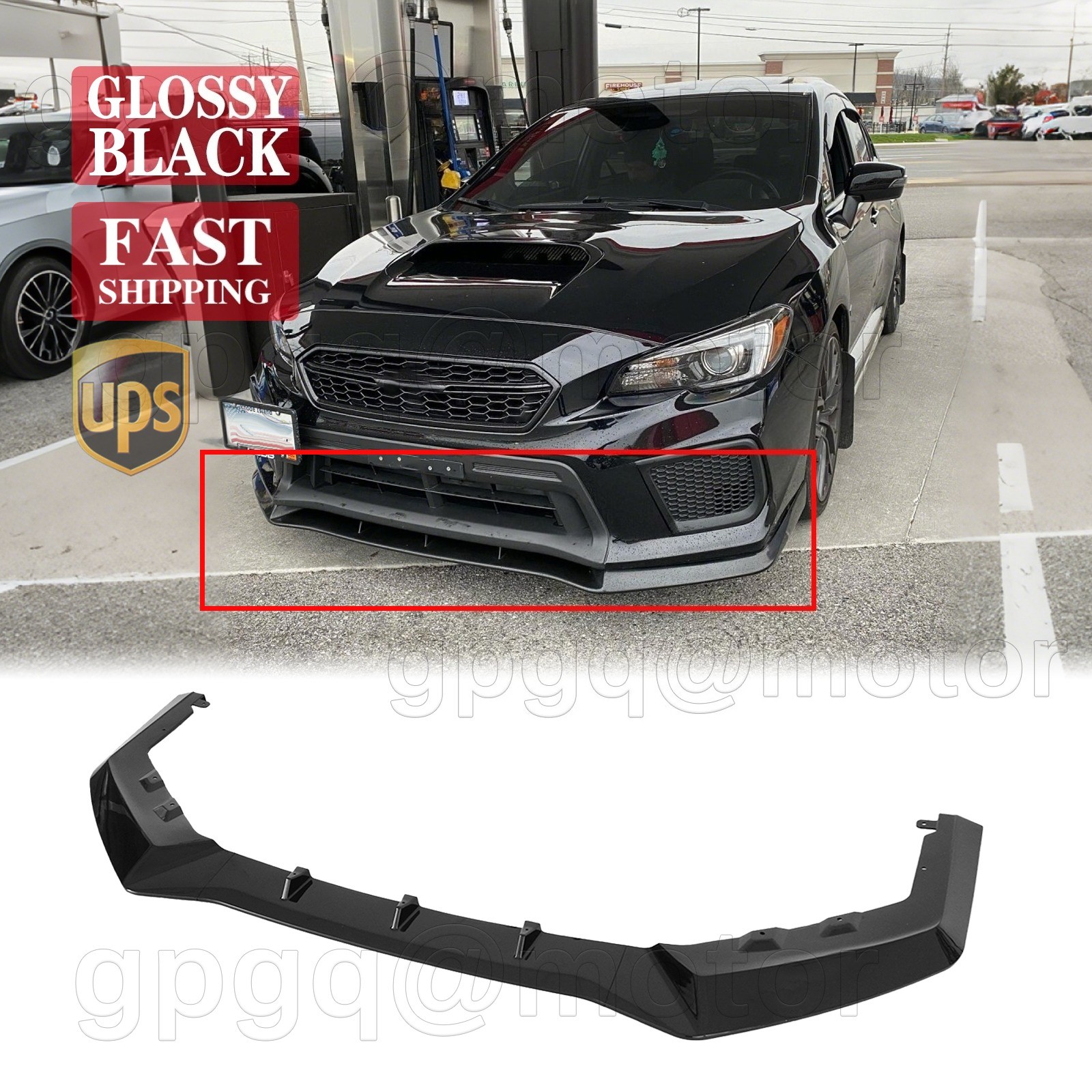 For Subaru WRX STI VA 2015-2017 MPX Style Gloss Black Front Bumper Lip Splitter