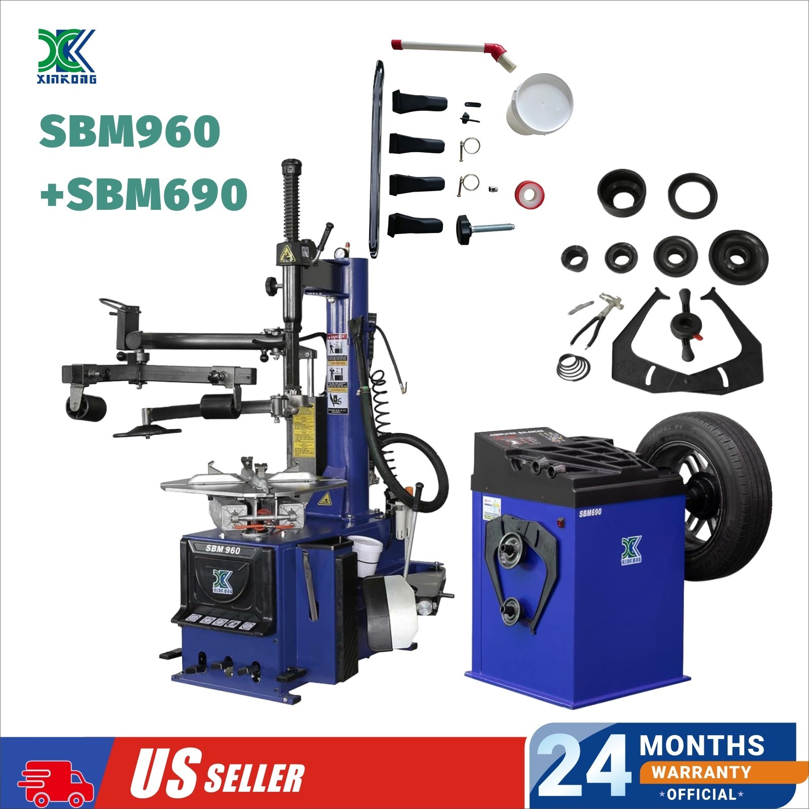 XK SBM960 Tire Changer w/Bead Blaster + SBM690 Wheel Balancer Combo Local Pickup