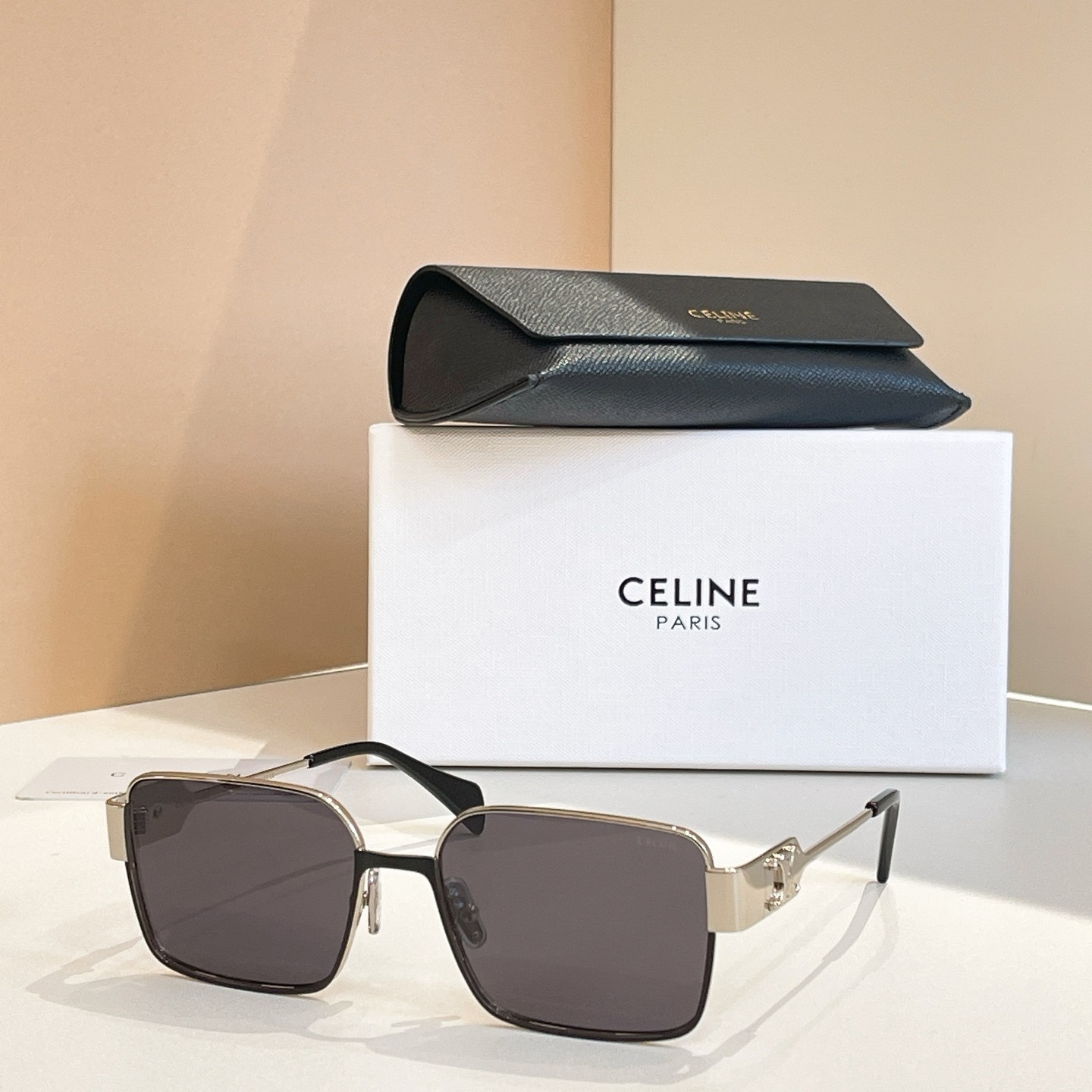 Celine CL1576LU Gold Square Sunglasses Gray Lens 57-17-145 Celine CL1576LU Gold Square Sunglasses Gray Lens 57-17-145