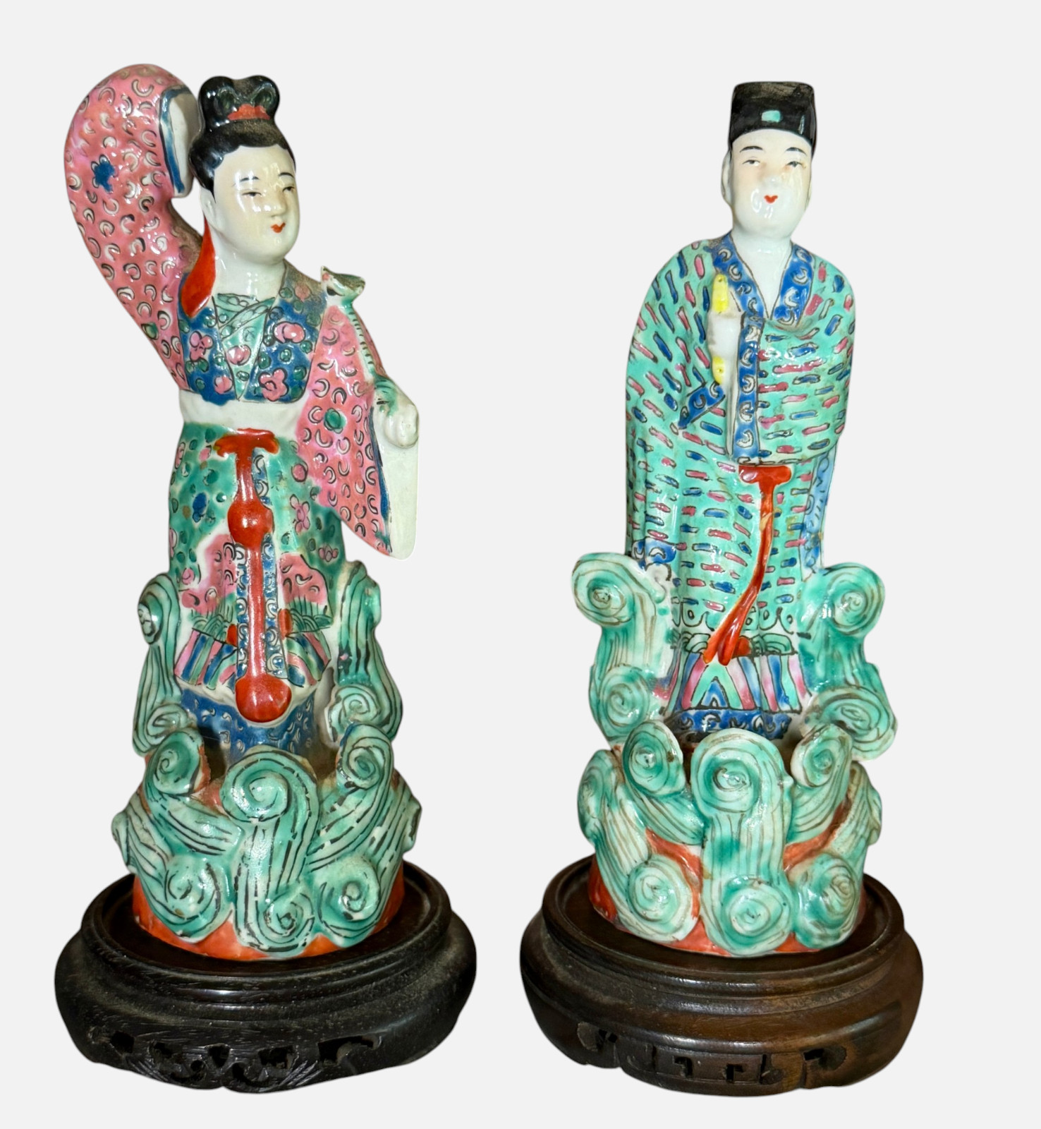 Matching Pair Famille Verte Porcelain Immortals 8\
