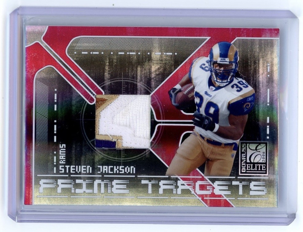 2007 Donruss Elite Prime Targets Steven Jackson Game Used Patch /50 Rare 2007 Donruss Elite Prime Targets Steven Jackson Game Used Patch /50 Rare
