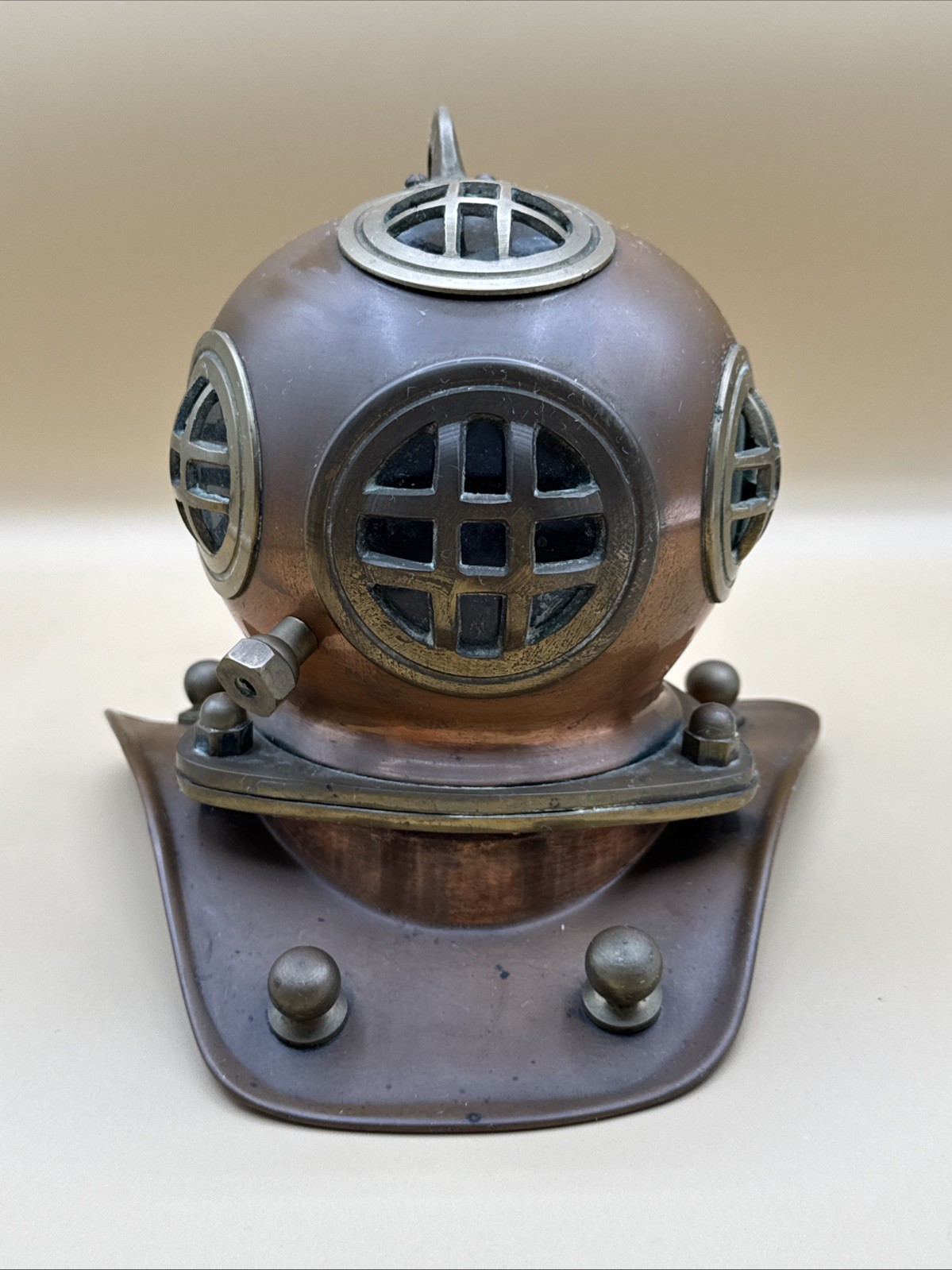 Mini Rolex Submariner 1970s 1980s Vintage Watch Display Brass 7” Diving Helmet