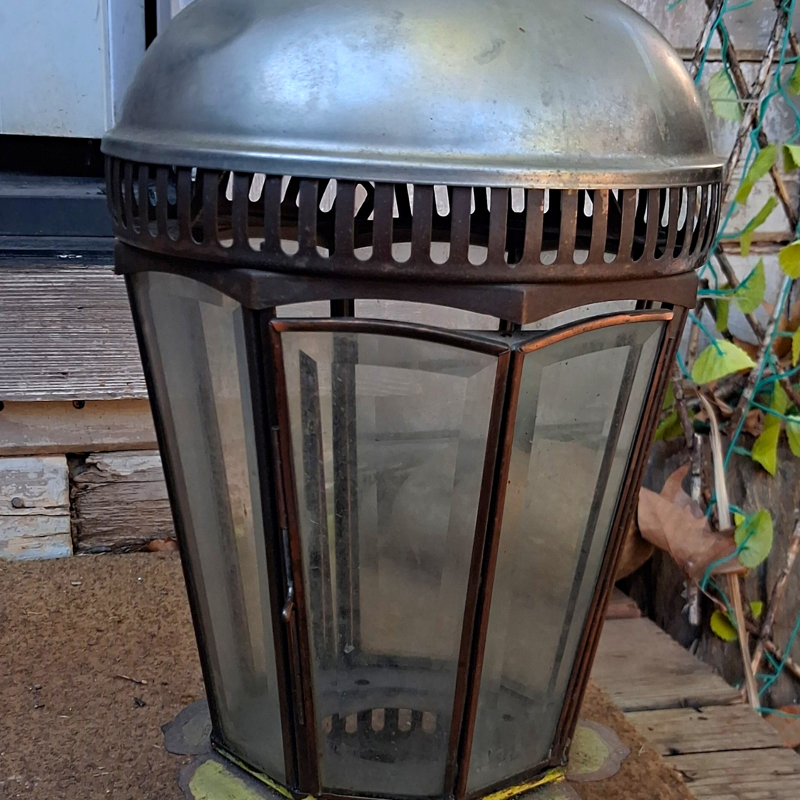 Vintage Outdoor Hardwired Lantern, Weatherproof Metal/Glass, Black/Silver Vintage Outdoor Hardwired Lantern, Weatherproof Metal/Glass, Black/Silver