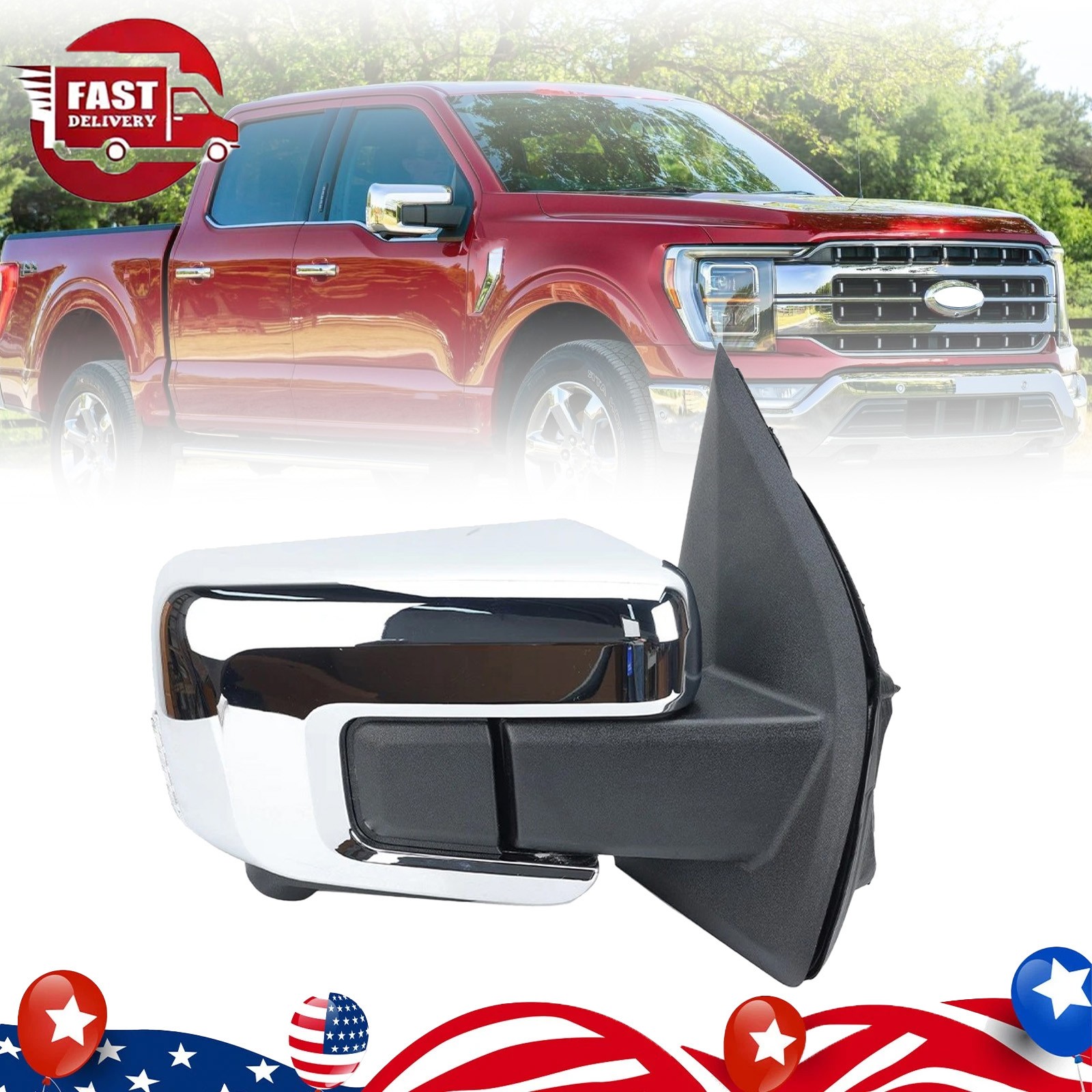 For 2021-2023 Ford F150 Chrome Right Side Mirror w/Camera Blind Spot ML3Z17682FA