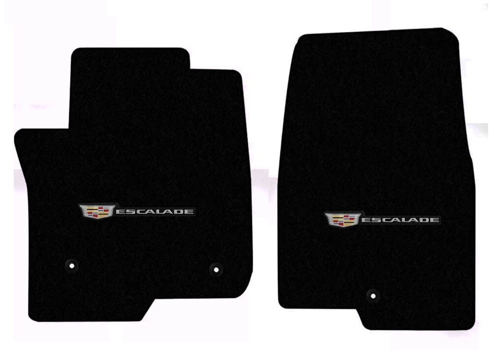 New 2021 - 2024 Cadillac Escalade Black 2 piece Floor Mats Set New Crest Logo New 2021 - 2024 Cadillac Escalade Black 2 piece Floor Mats Set New Crest Logo