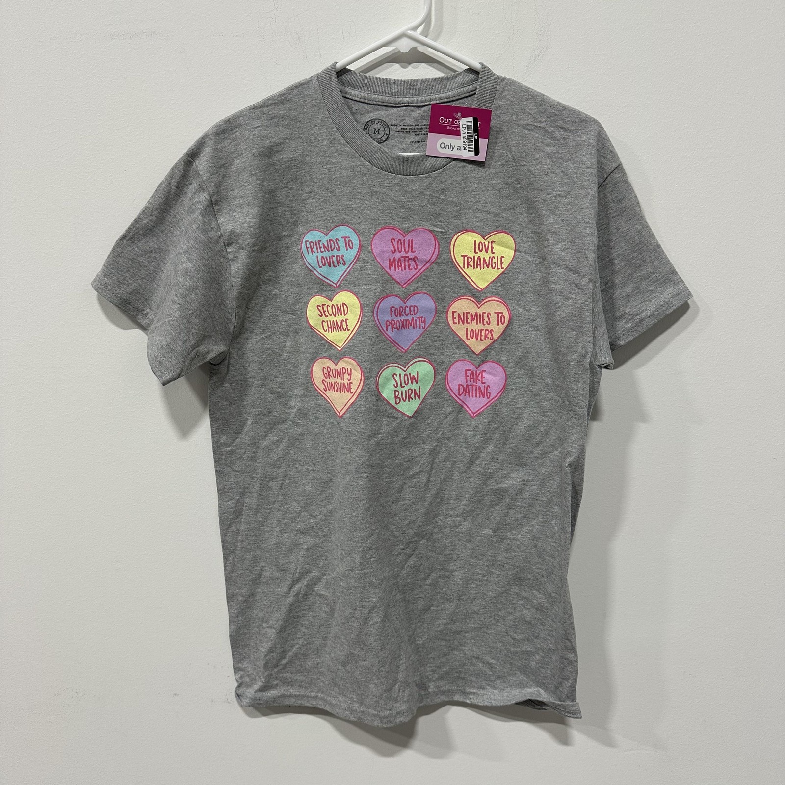 Out Of Print Shirt Mens Medium Gray Romance Love Hearts Graphic Tee Valentines