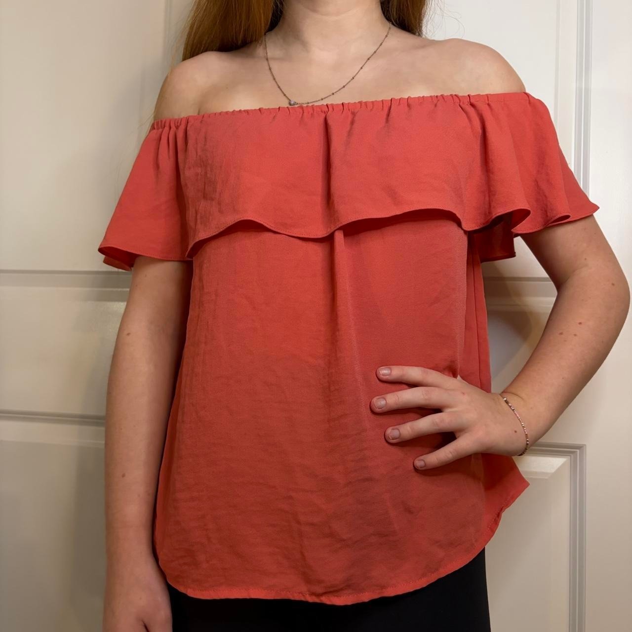 Maeve anthropologie off the shoulder coral blouse in XS