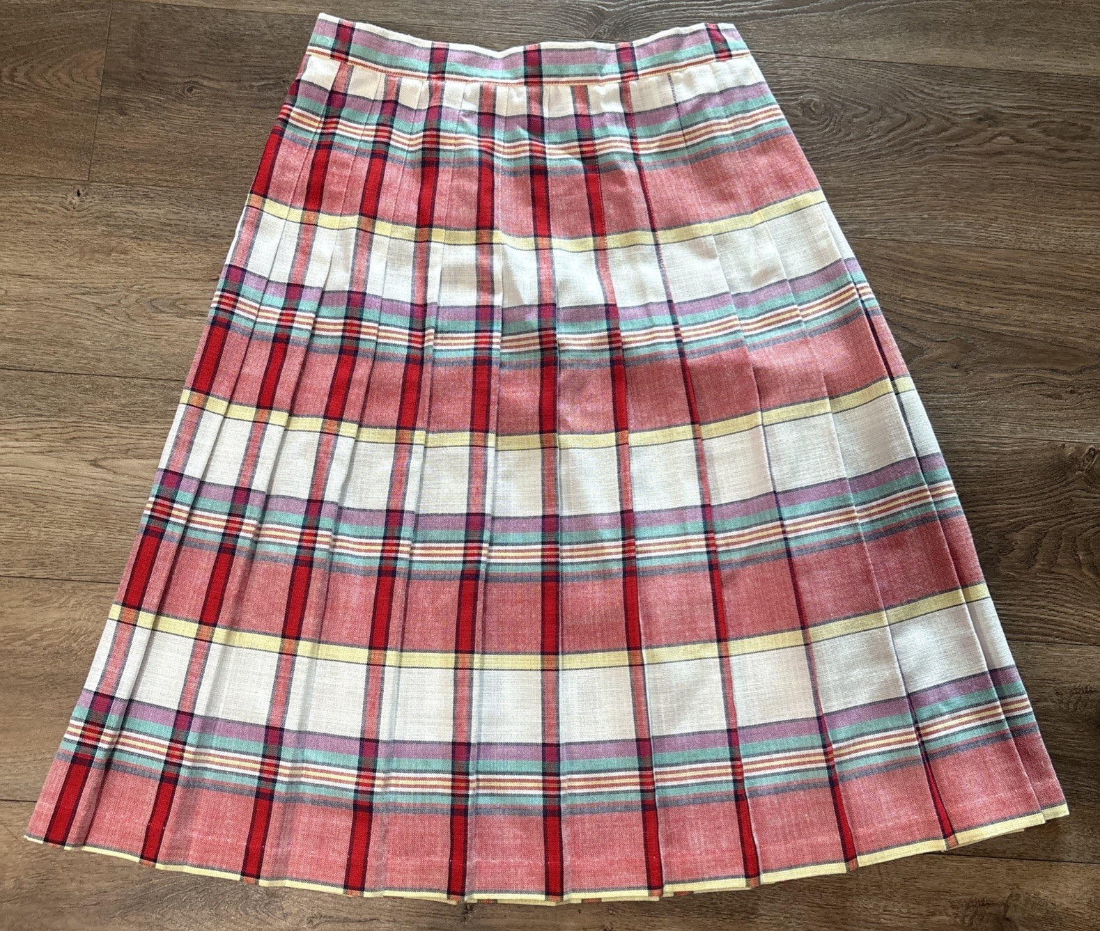 VTG Fundamental Things plaid Pleated Midi Skirt Multicolor Preppy Academic Sz 18