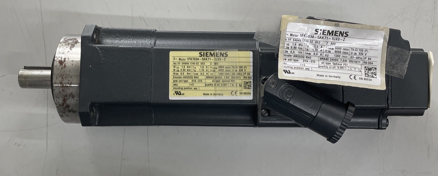 Siemens 3~Servo Motor Motor Synchronous Motor Simotics 1FK7034-5AK71-1LV3-Z NEW NEW