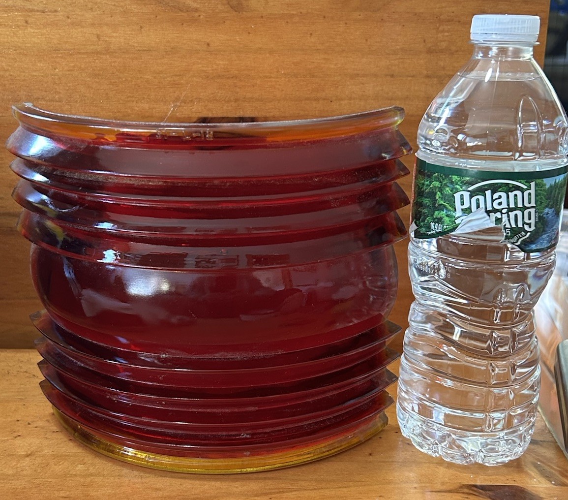 Antique Nautical Marine Red glass Lantern Insert LARGE Ribbed 7 X 6.26 #31-L-18