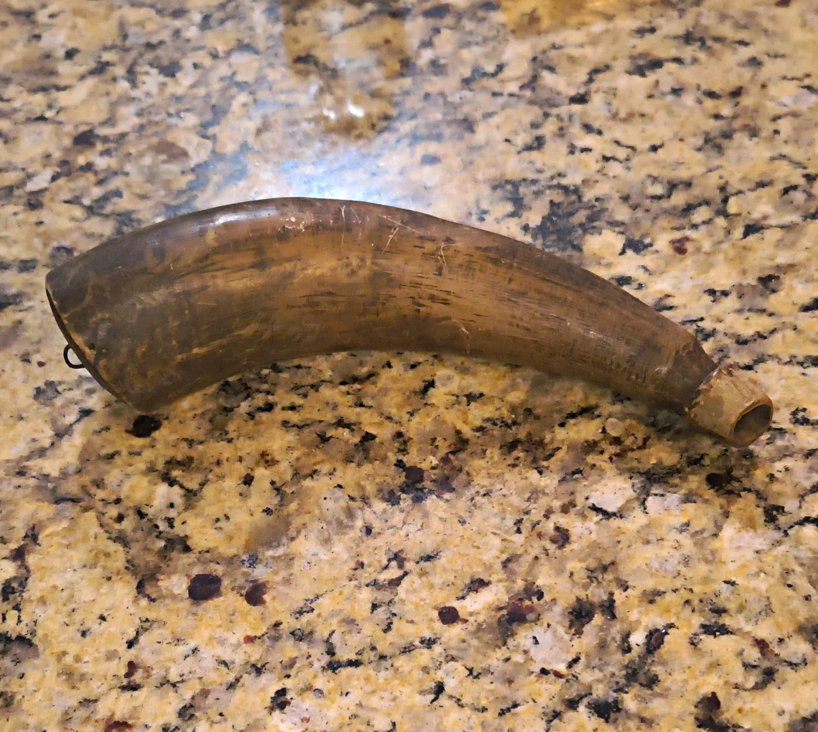 Antique 19thC Black Powder Horn Authentic Primitive Muzzleloading Musket Horn