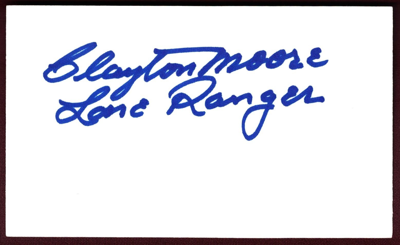 Clayton Moore of The Lone Ranger Original Autograph on a 3x5 index card