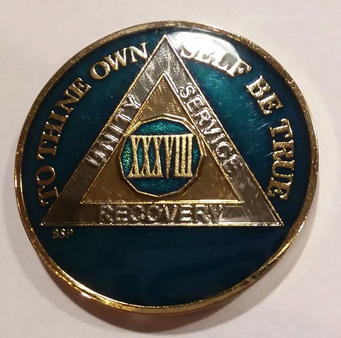 38 Year AA Sobriety Coin Medallion- Rich Midnight Blue Enamel 38th XXXVIII 38 Year AA Sobriety Coin Medallion- Rich Midnight Blue Enamel 38th XXXVIII
