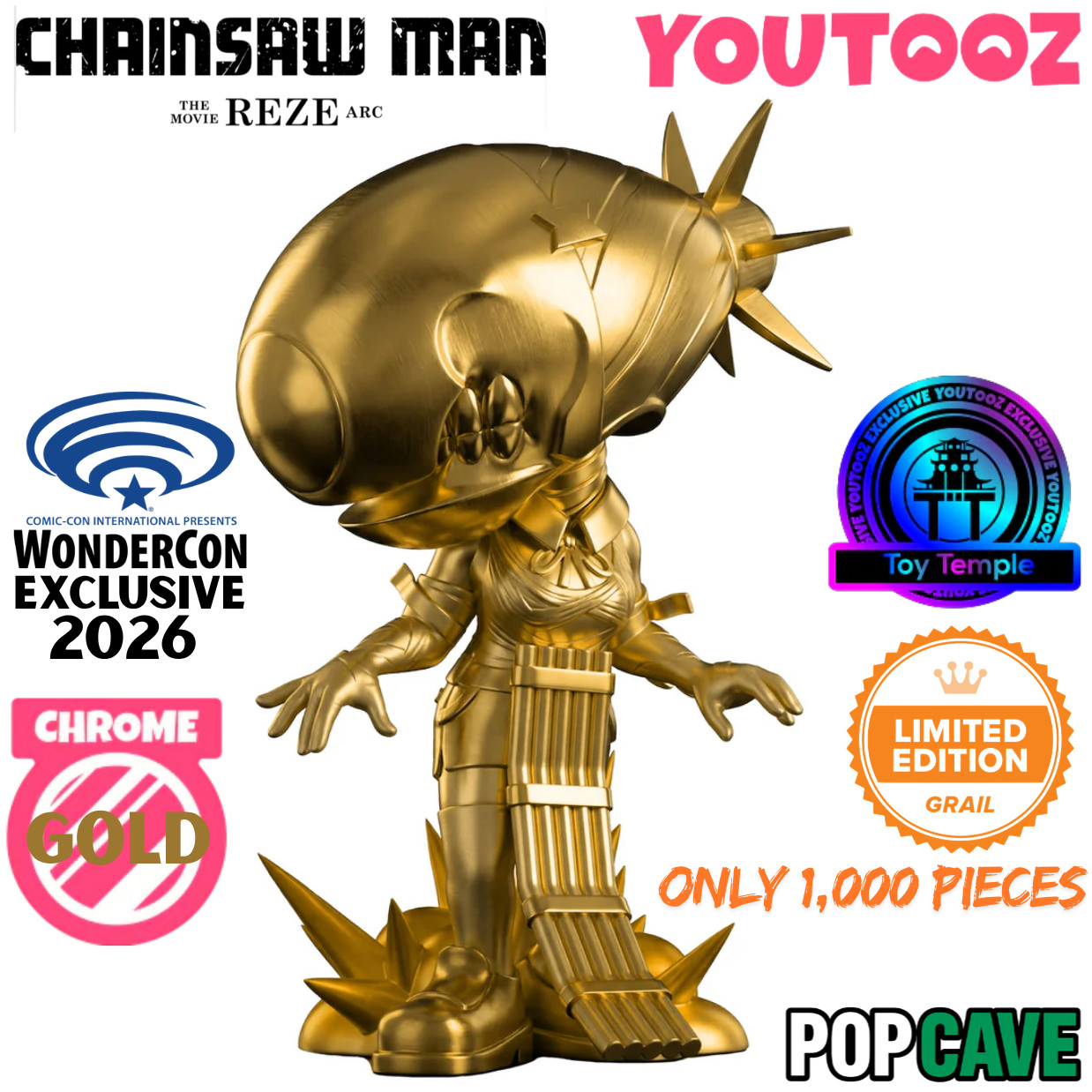 Pop Cave CHAINSAW MAN: BOMB DEVIL WonderCon Chrome GRAIL 1000 pcs 🔥HOT ITEM🔥