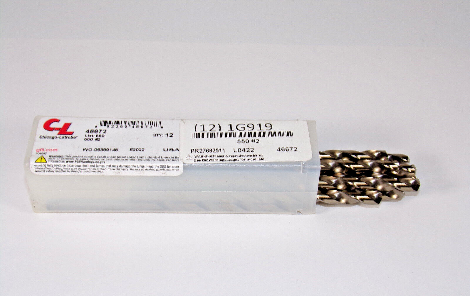 NEW Chicago-Latrobe 46672 #2 Jobber Drill Bits (Set of 12)