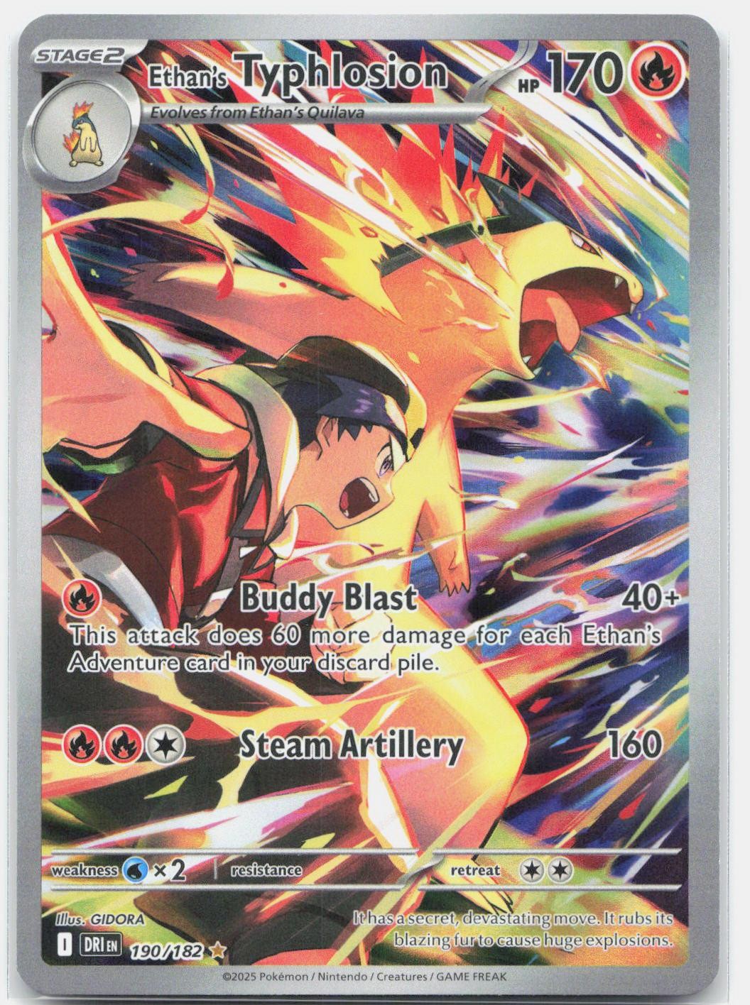 Ethan\'s Typhlosion 190/182 Illustration Rare Destined Rivals Pokemon Holo NM Ethan\'s Typhlosion 190/182 Illustration Rare Destined Rivals Pokemon Holo NM