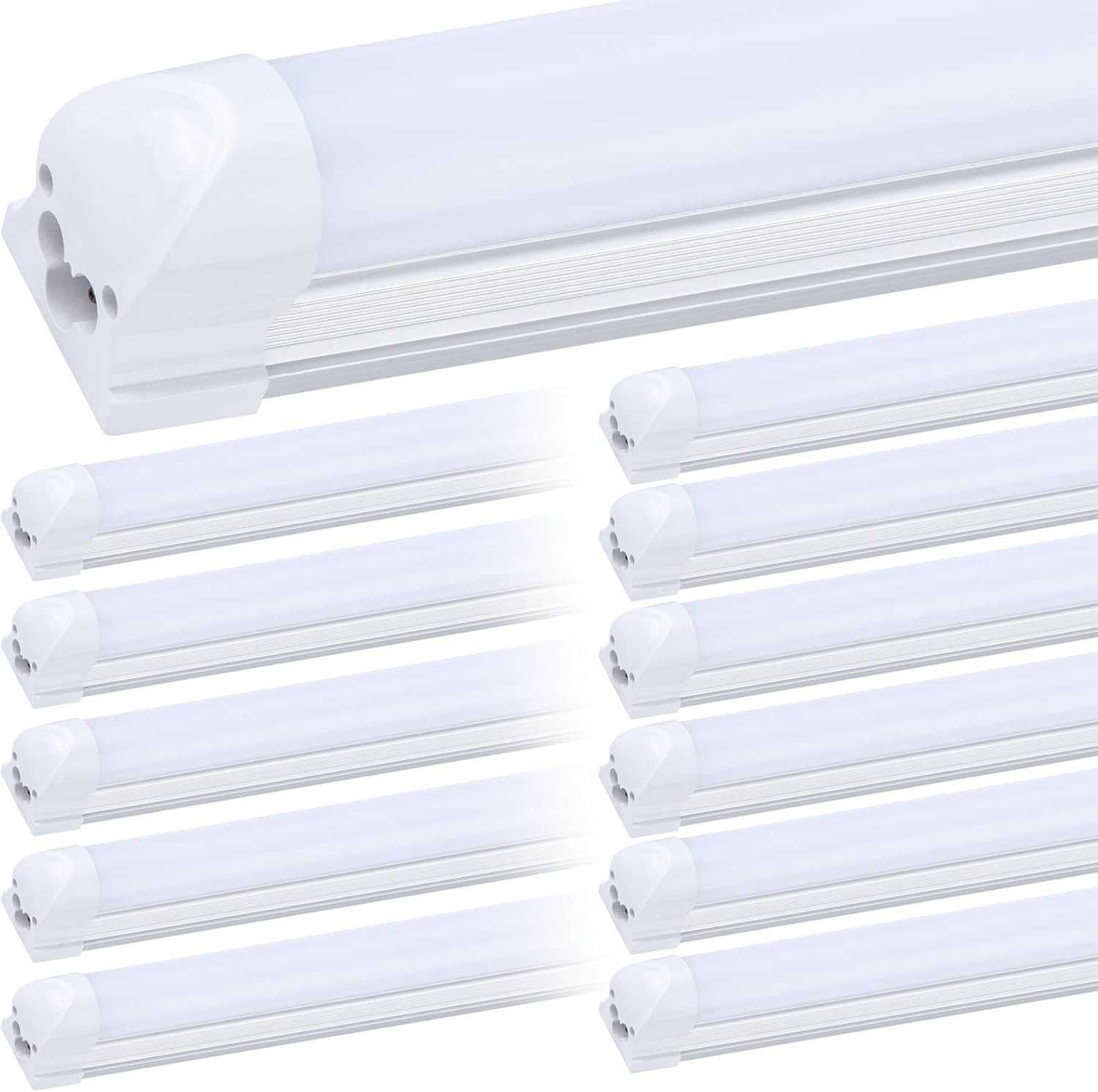 12 Pack 2FT LED Tube Light Fixture T8 Integrated 20W Frosted Lens 2400LM 6000K