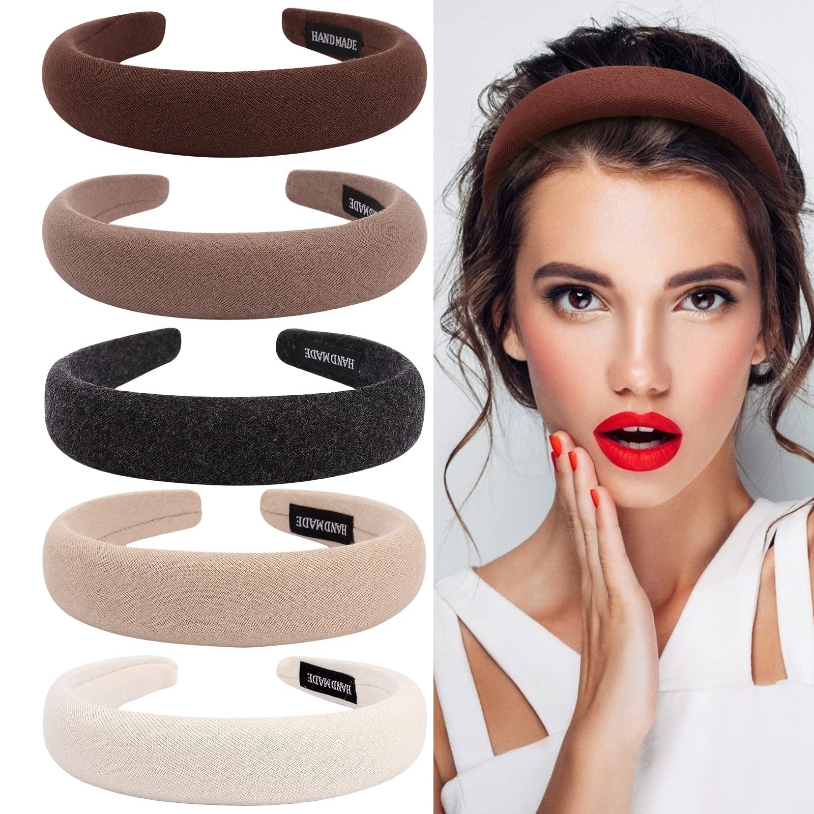 Assorted Padded Headbands for Women and Girls - Fashion Solid Color Wide Turb...
