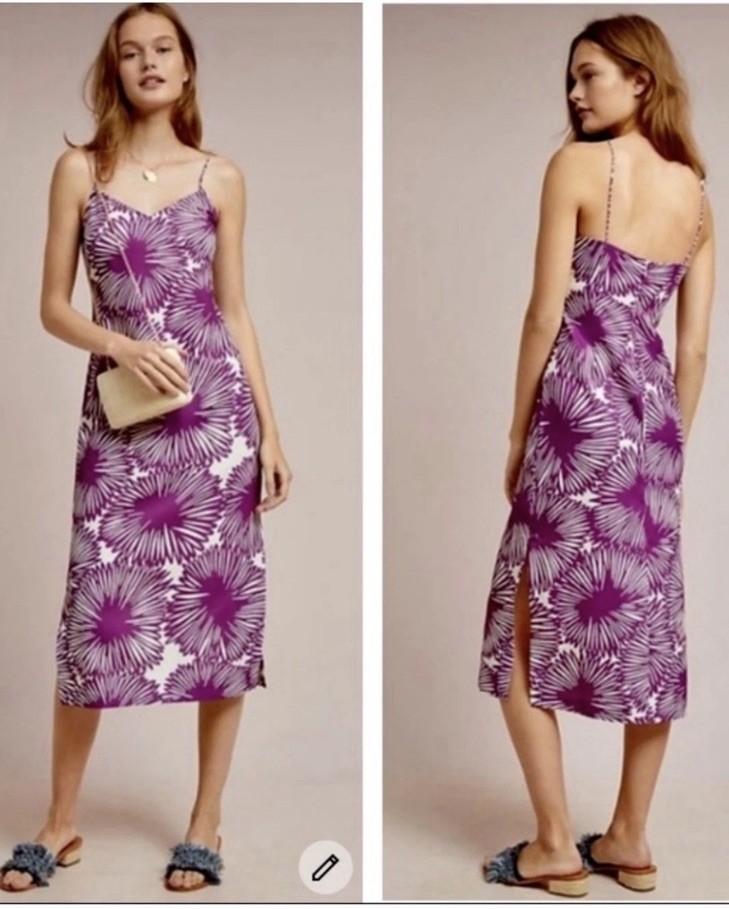 NWT Anthropologie size 0 Dahlia mums midi slip dress in purple floral preppy NWT Anthropologie size 0 Dahlia mums midi slip dress in purple floral preppy