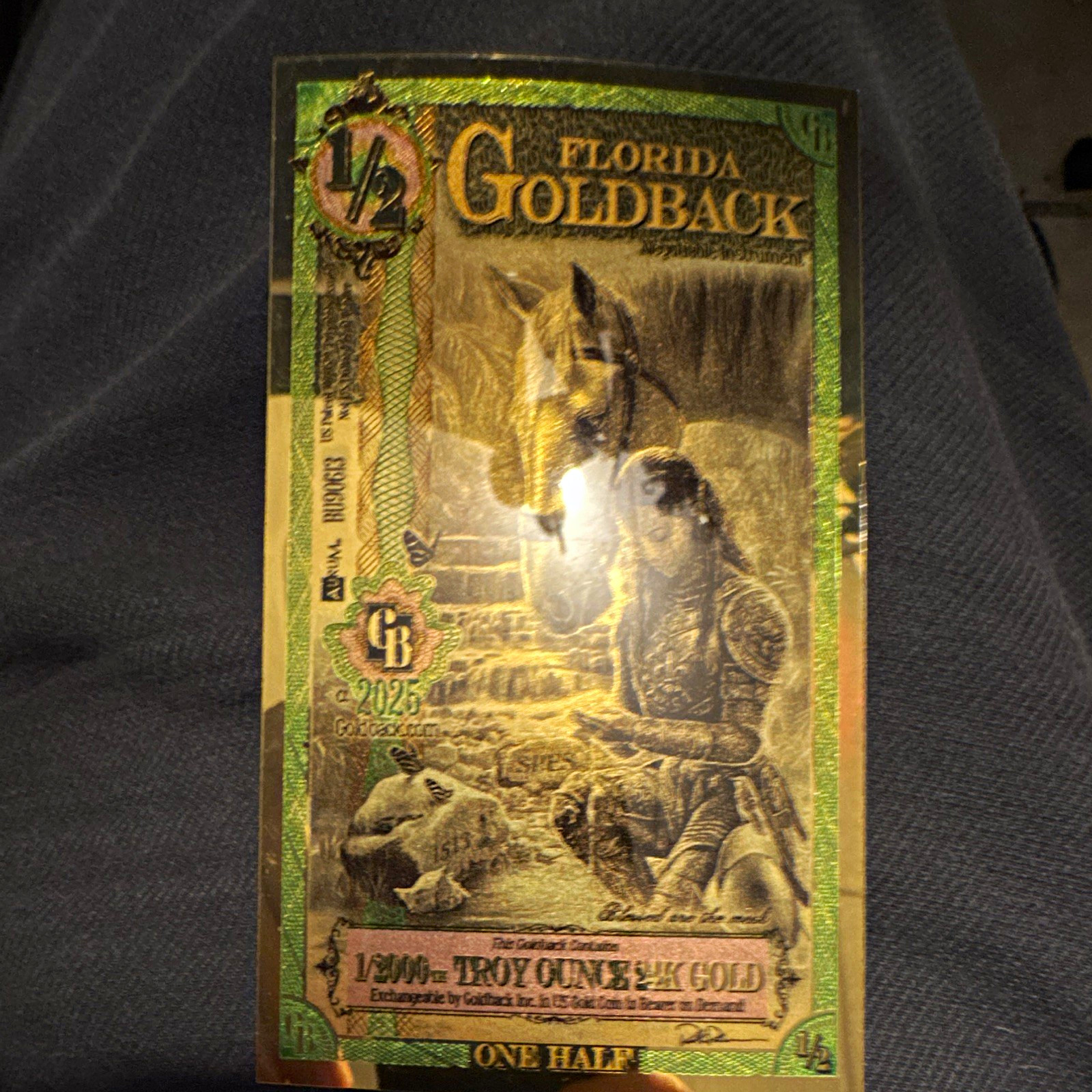 Goldback Inc. 2023 Florida Goldback 1/2 Goldback “TROY OUNCE 24K GOLD” /2000