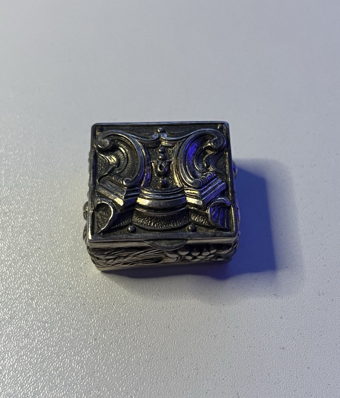 Antique Art Nouveau Repousse Sterling Silver Pill Box