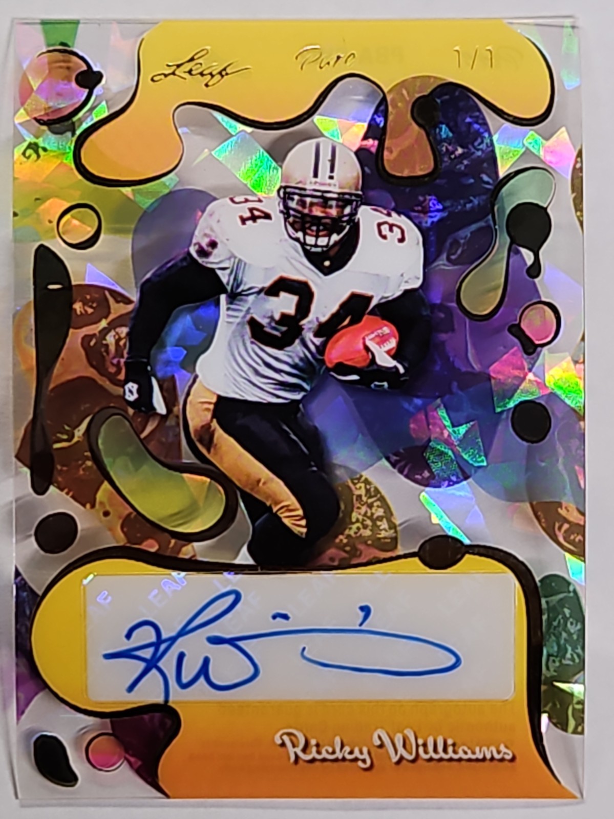 2025 LEAF PURE CRYSTAL 1/1 AUTO RICKY WILLIAMS NEW ORLEANS SAINTS LEGEND MINT 💰