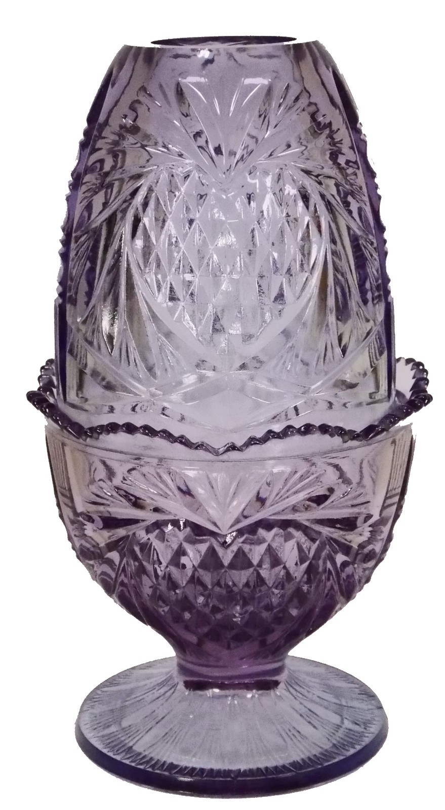 Vtg Fenton Amethyst Glass Pineapple Heart Fairy Lamp 1970s Oval Logo Best Color