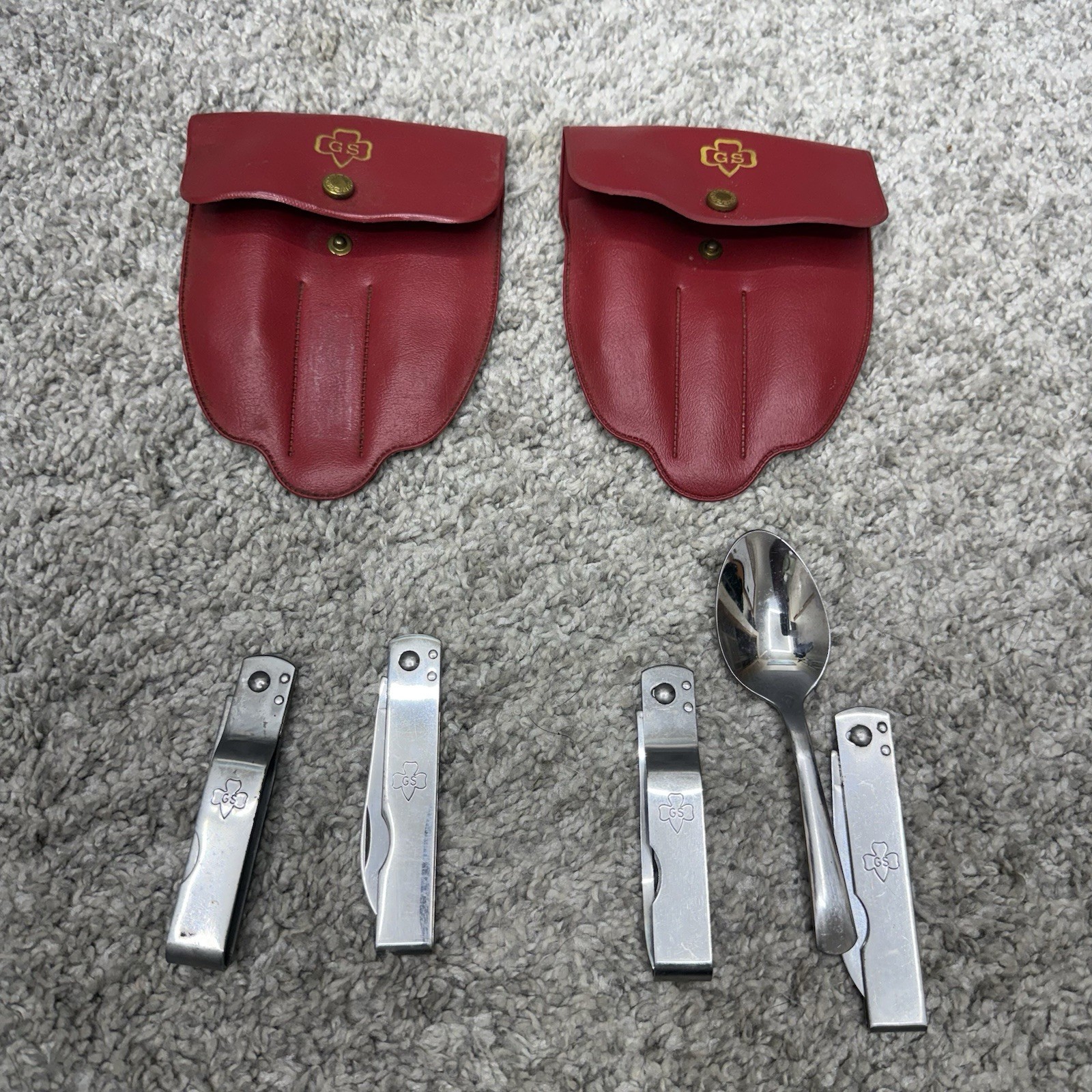 Girl Scouts Vintage Camping Utensil Set Hobo Mess Kit for restoration (read)