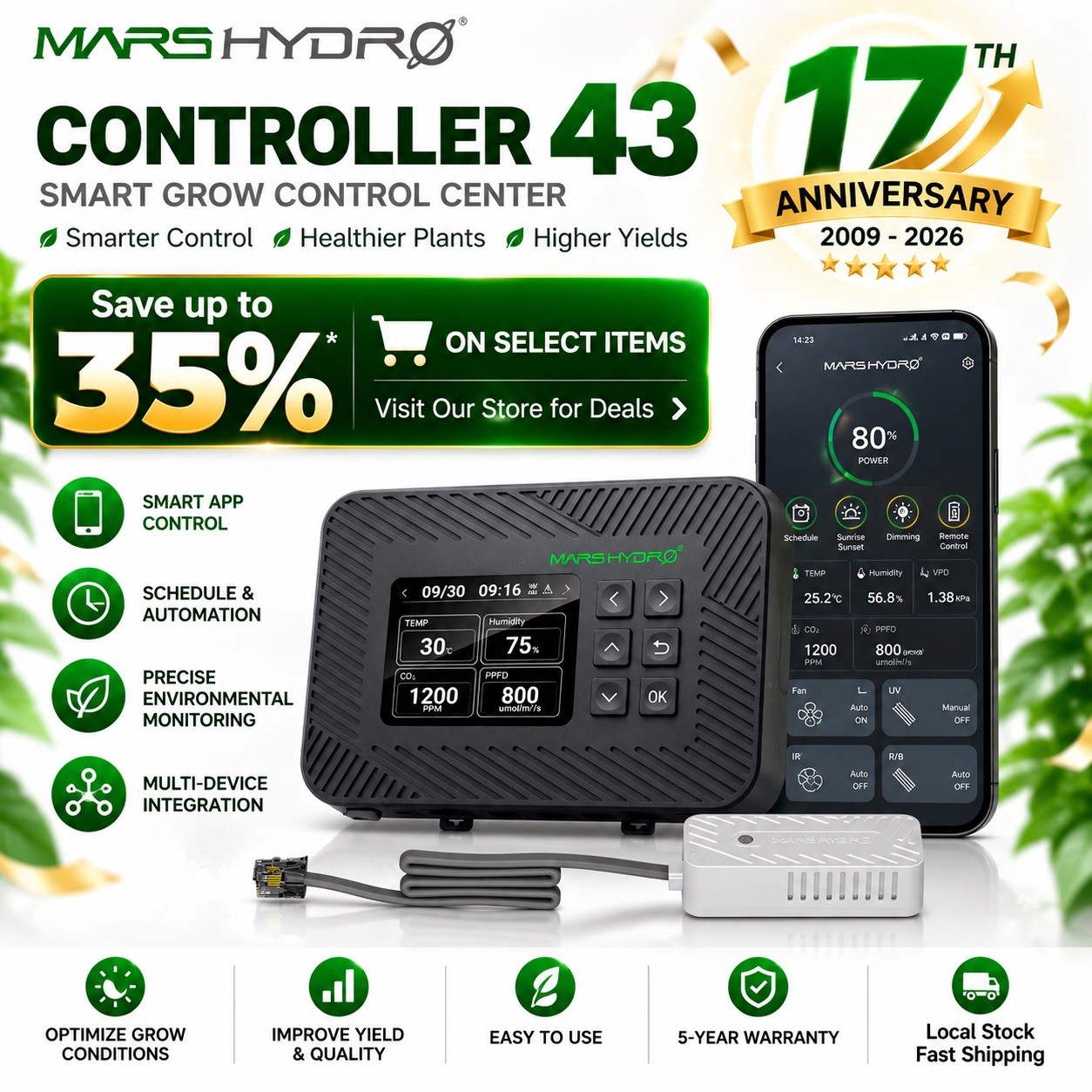 2026 New Mars Hydro iControl Smart Environmental Grow Room Controller w/WiFi App