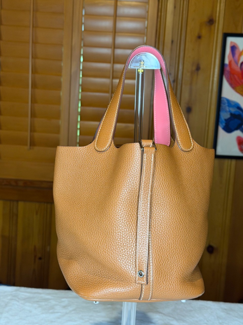 Hermes Eclat Picotin Lock 22 Gold Clemence Pink Swift Palladium Bucket Bag 2018