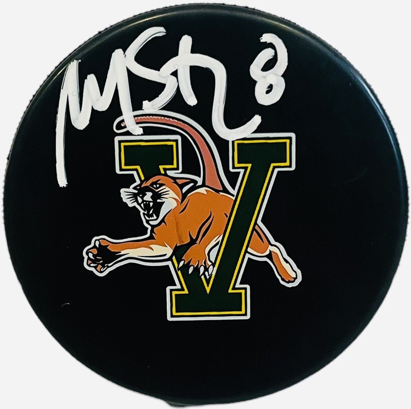 MARTIN ST. LOUIS SIGNED VERMONT CATAMOUNTS LOGO PUCK +BECKETT WITNESS COA