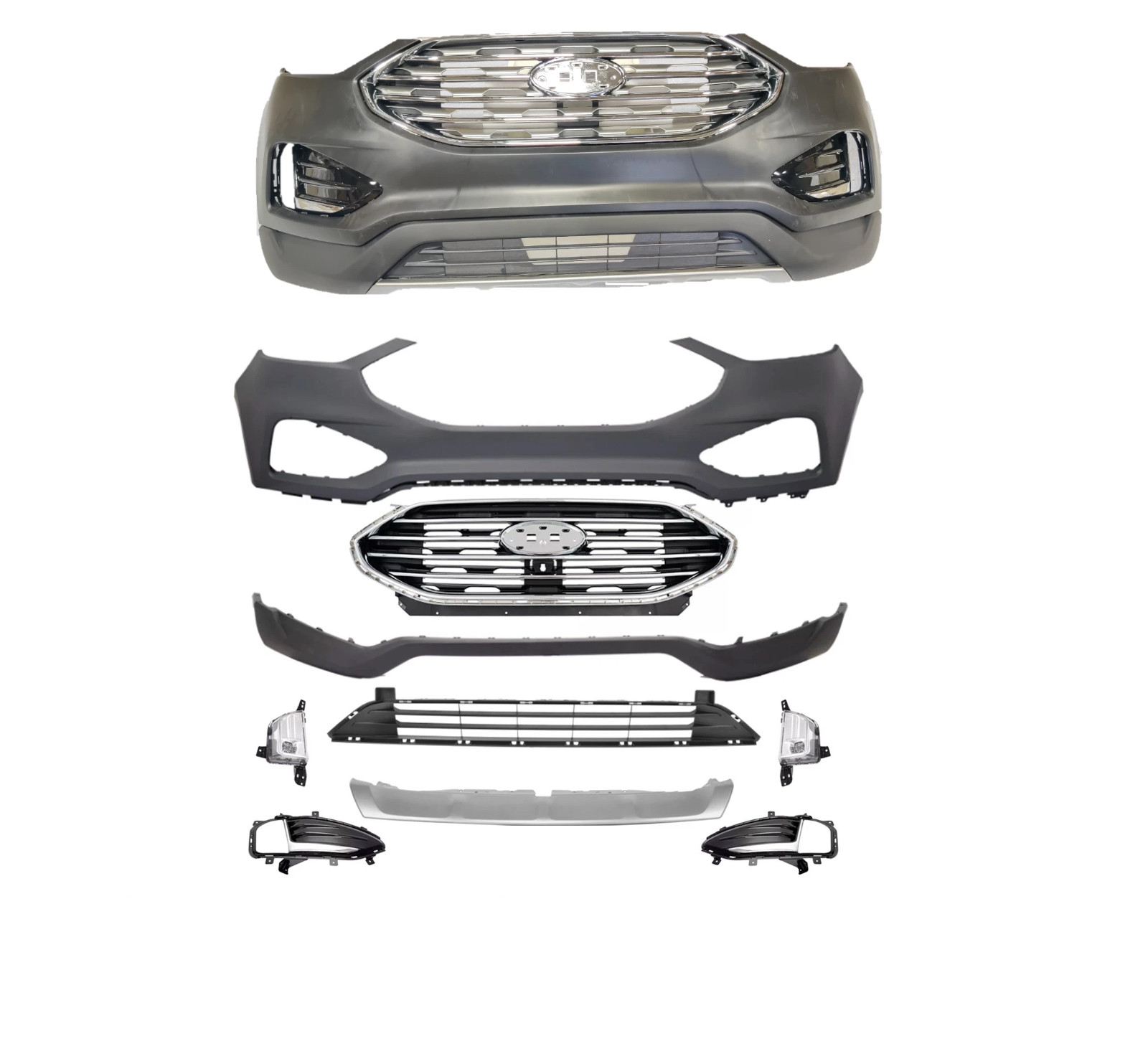For 2019-2024 Ford Edge Complete Front Bumper Cover Kit W/Grille & Fog Lights
