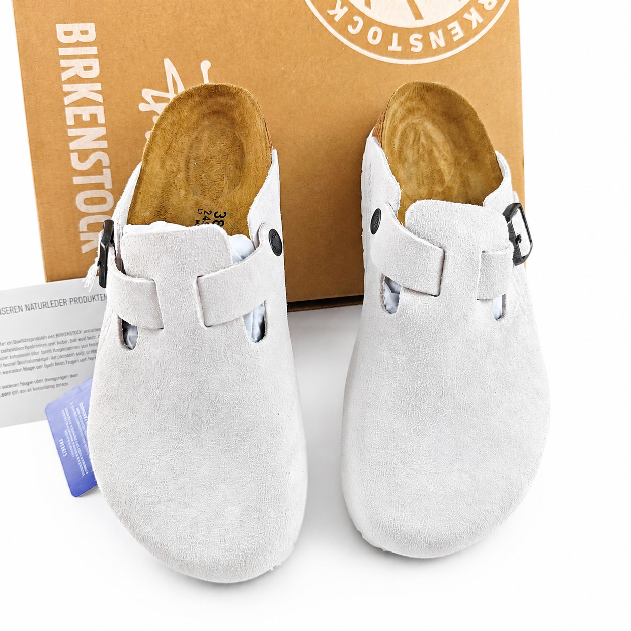 Birkenstock Boston x Stussy Bone Suede Leather Clog Shoes Wide EU 37-45 Unisex