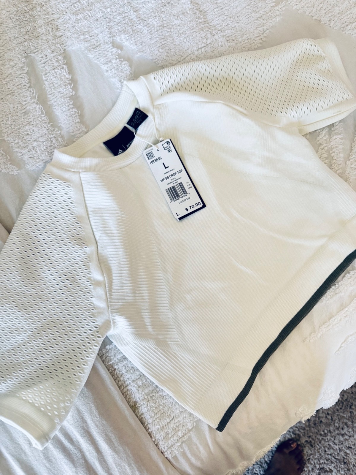 ADIDAS Originals x IVY PARK knit crop top in off white size Large
