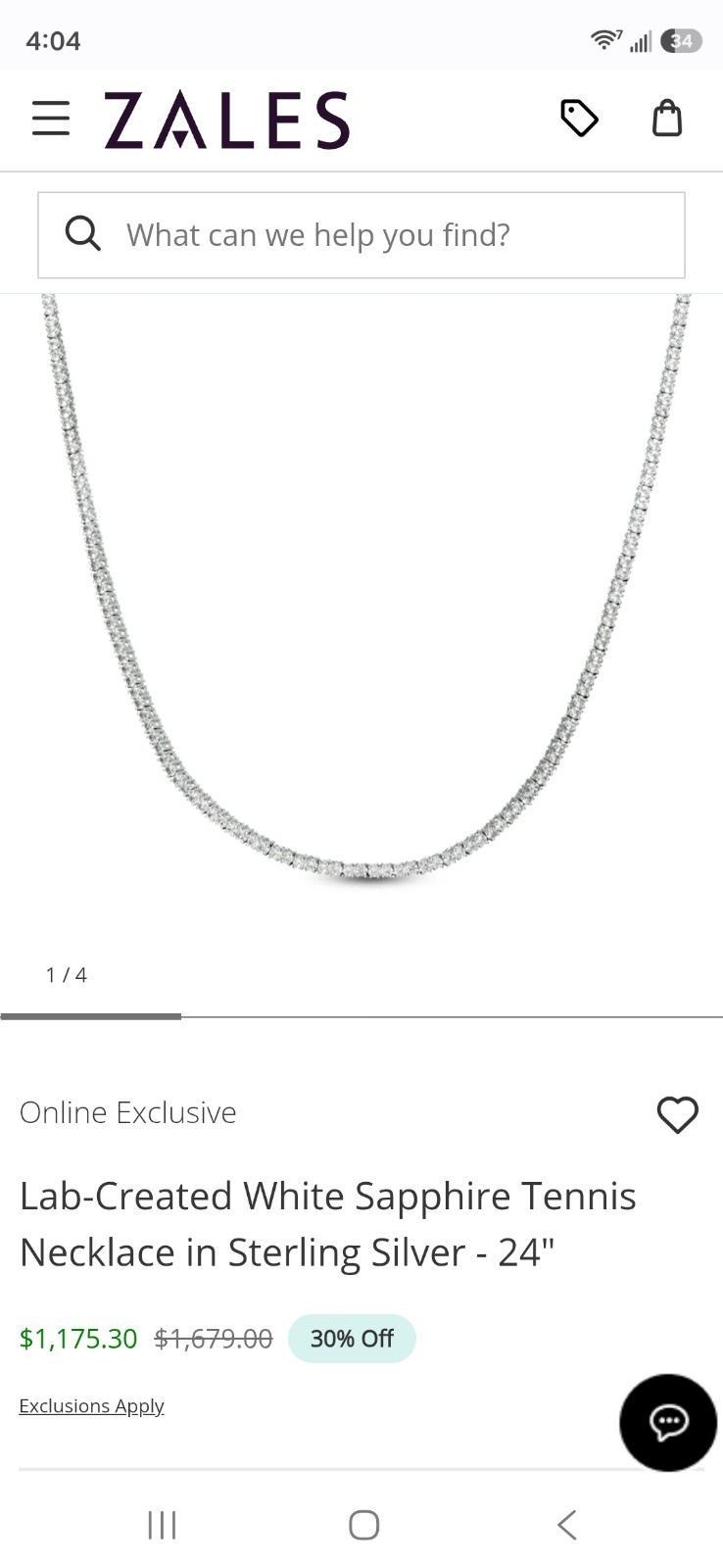 Lab-Created White Sapphire Tennis Necklace 925 Sterling Silver 24\ Lab-Created White Sapphire Tennis Necklace 925 Sterling Silver 24\