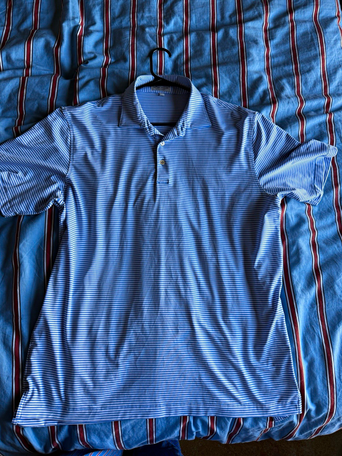 Peter Millar Summer Comfort Men’s Striped Polo Blue/White Short Sleeve L